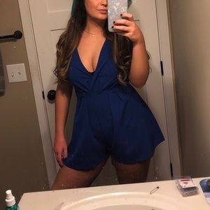 very stretchy cobalt blue romper